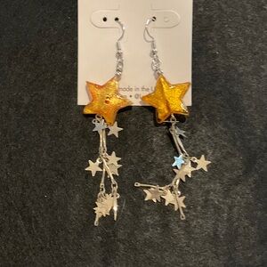 Star Dangle Earrings in Gold and Silver